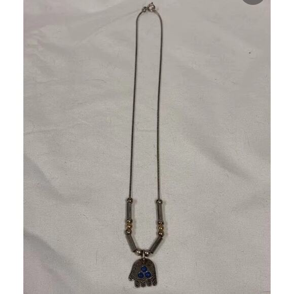 Sterling & Gold Plated Hand Charm Necklace - Picture 14 of 15